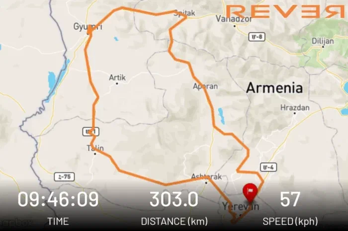 трекинг записал что мы 303 км пробежали с 3/4 бака