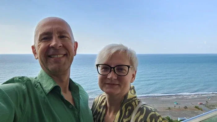 Мы и море с балкона в Хилтоне, традиционно