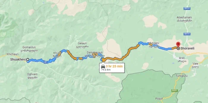 Вот этот участок, жёлтым, ага — это ад, дорога только на карте нарисована