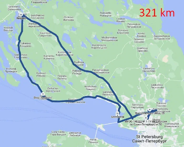 Полный круг до Выборга и обратно - 321 км. Летом, возможно, хватило бы, зимой уже надо планировать.
