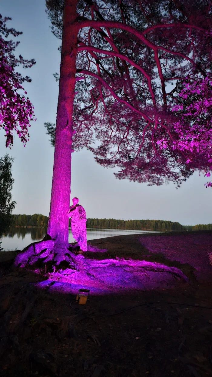 кэмпинг вечером с подсветками всякими, чтобы гулять красиво